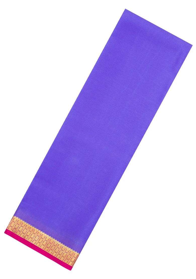 Purple Woven Mysore Silk Saree With Contrast Border With Traditional Woven Design For Women - Indya