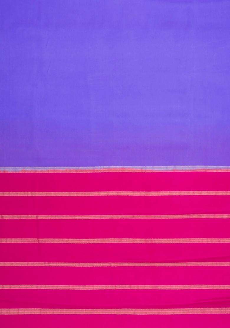 Purple Woven Mysore Silk Saree With Contrast Border With Traditional Woven Design For Women - Indya