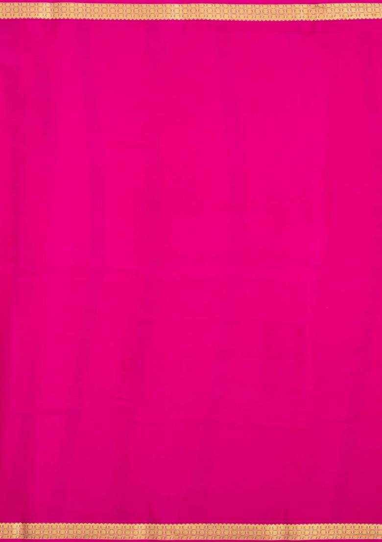 Purple Woven Mysore Silk Saree With Contrast Border With Traditional Woven Design For Women - Indya
