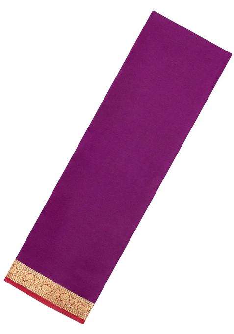 Purple Woven Mysore Silk Saree With Contrast Zari Border With Traditional Woven Design For Women