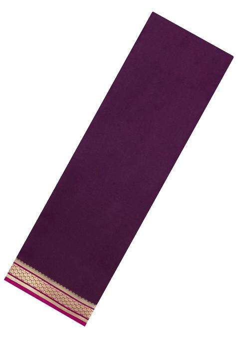 Default Title Dark Burgundy Woven Mysore Silk Saree With Contrast Zari Border With Traditional Woven Design For Women