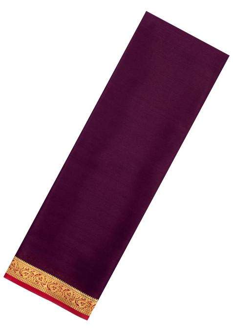 Dark Maroon Woven Mysore Silk Saree With Contrast Zari Border With Traditional Woven Design For Women