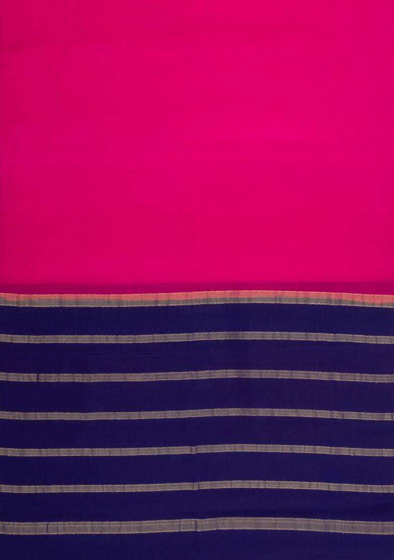 Pink Woven Mysore Silk Saree With Contrast Zari Border With Traditional Woven Design For Women - Indya