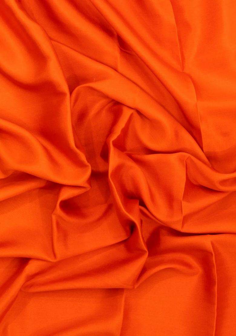 Orange Woven Mysore Silk Saree With Contrast Zari Border With Traditional Woven Design For Women - Indya
