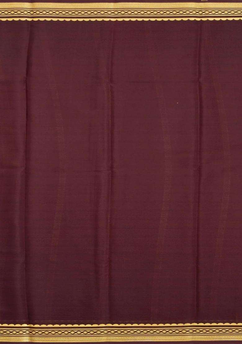 Orange Woven Mysore Silk Saree With Contrast Zari Border With Traditional Woven Design For Women - Indya