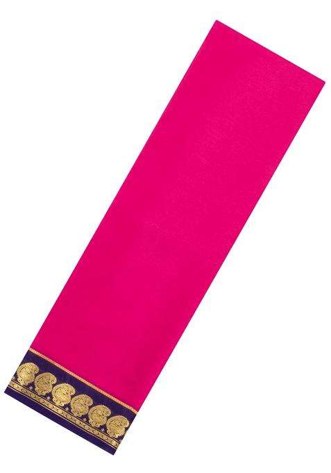 Hot Pink Woven Mysore Silk Saree With Contrast Zari Border With Traditional Woven Design For Women