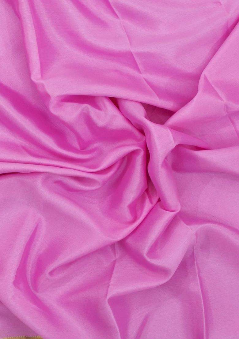 Pink Woven Mysore Silk Saree With Contrast Zari Border With Traditional Woven Design For Women - Indya