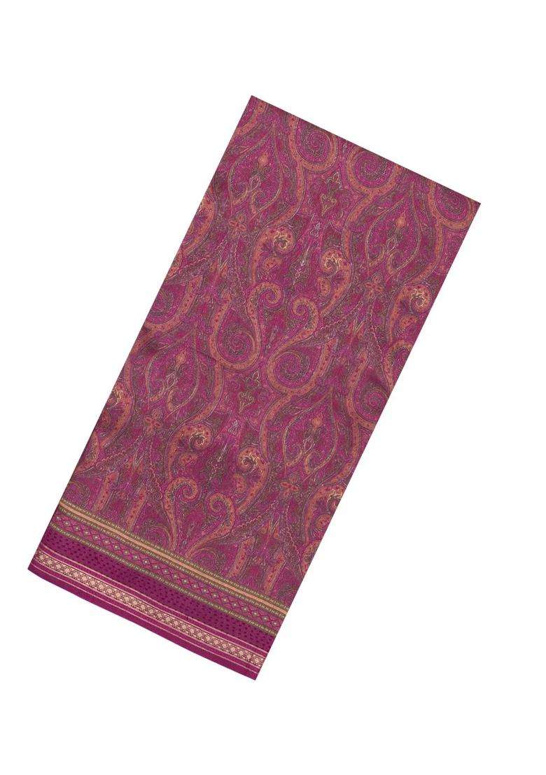 Burgundy Burugndy Printed Tussar Silk Saree With Floral Motifs For Women - Indya
