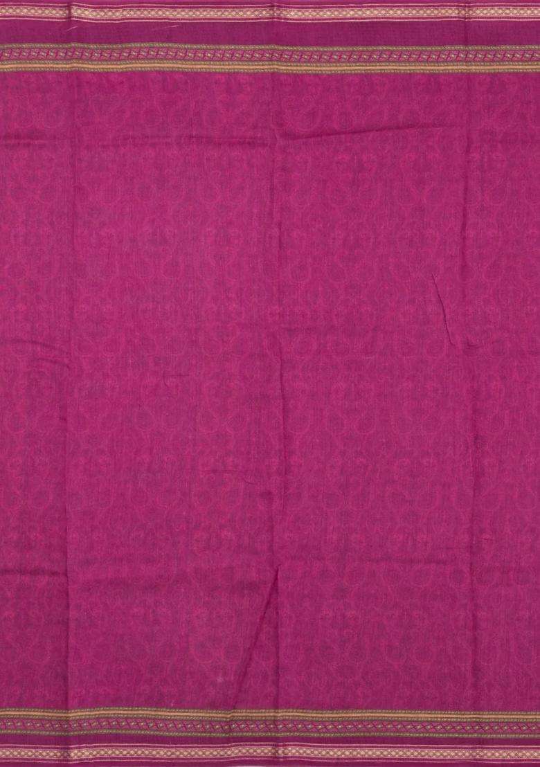 Burgundy Burugndy Printed Tussar Silk Saree With Floral Motifs For Women - Indya