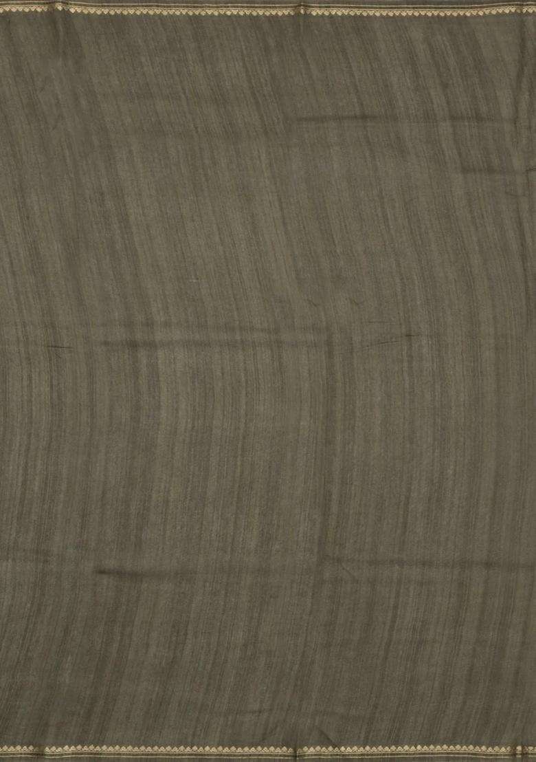 Aquamarine Printed Tussar Silk Saree With Floral Motifs For Women - Indya