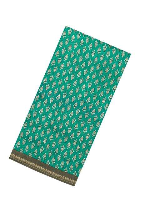 Aquamarine Printed Tussar Silk Saree With Floral Motifs For Women