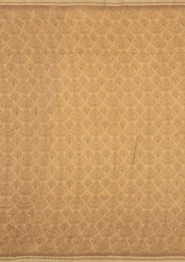 Sandal Printed Tussar Silk Saree With Floral Motifs For Women - Indya