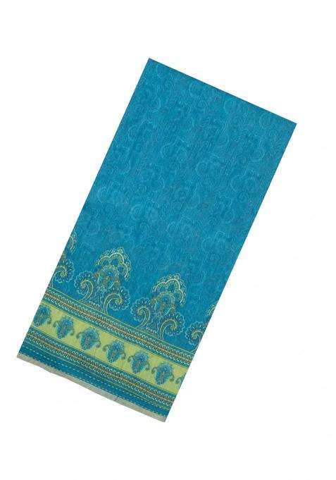 Blue Printed Tussar Silk Saree With Floral Motifs For Women