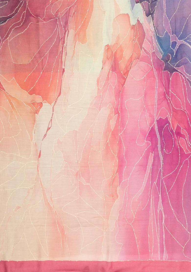 Multi Colour Printed Tussar Silk Saree With Abstract Motifs For Women - Indya