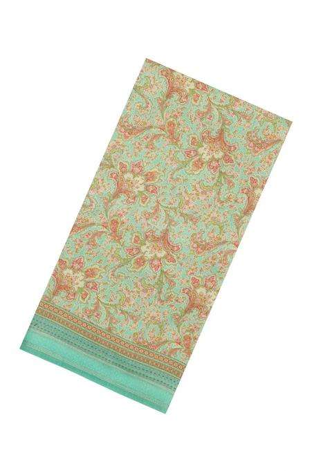 Aquamarine Printed Tussar Silk Saree With Floral Motifs For Women