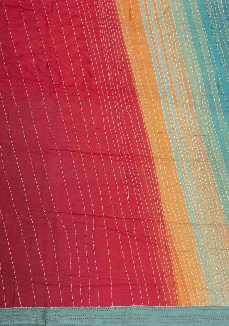Multi Colour Printed Tussar Silk Saree With Abstract Motifs For Women - Indya