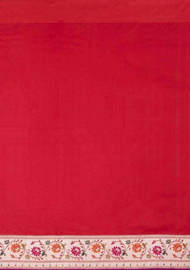 Pink Handloom Banarasi Silk Saree With Floral Buttas Meena Borde With Buttas And Brocade Design For Women - Indya