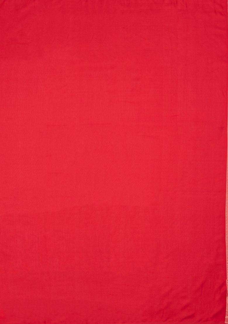 Red Handloom Banarasi Silk Saree With Meena Floral Motifs With Buttas And Brocade Design For Women - Indya
