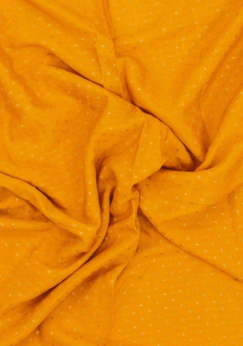 Mustard Handloom Banarasi Khaddi Georgette Silk Saree With Contrast Border With Buttas And Brocade Design For Women - Indya