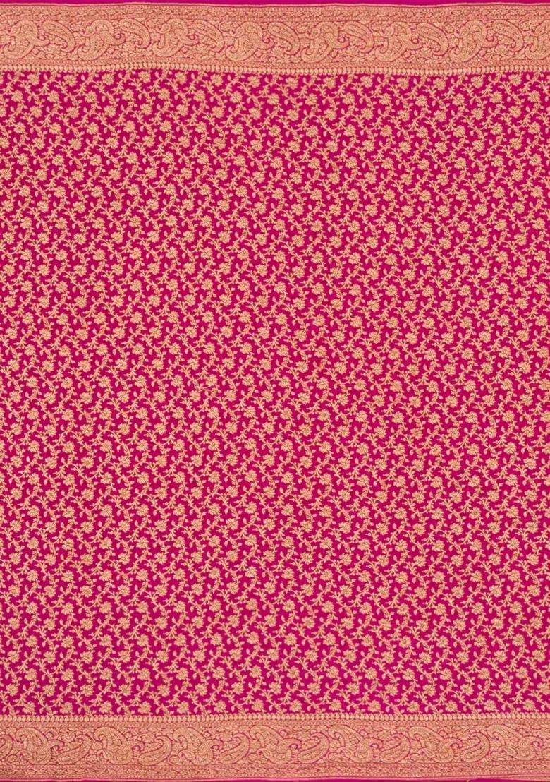Mustard Handloom Banarasi Khaddi Georgette Silk Saree With Contrast Border With Buttas And Brocade Design For Women - Indya