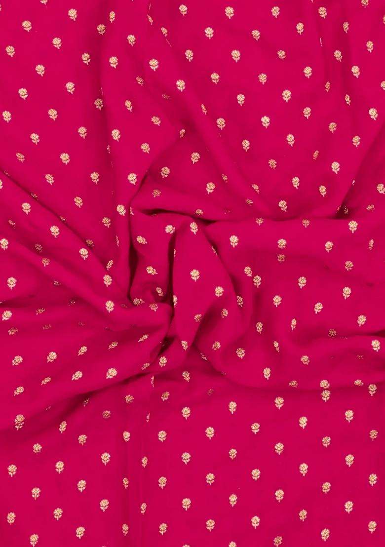 Pink Handloom Banarasi Khaddi Georgette Silk Saree With Floral Motifs With Buttas And Brocade Design For Women - Indya