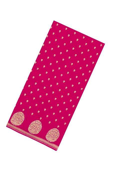 Pink Handloom Banarasi Khaddi Georgette Silk Saree With Floral Motifs With Buttas And Brocade Design For Women