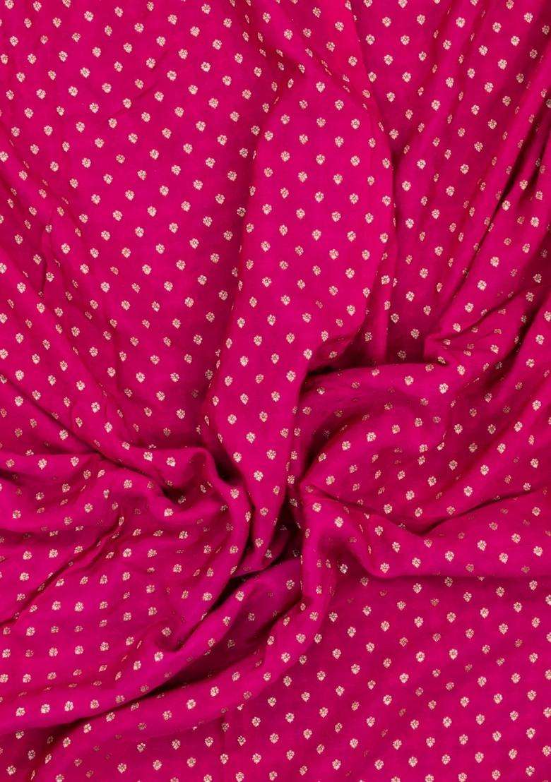 Pink Handloom Banarasi Khaddi Georgette Silk Saree With Contrast Border With Buttas And Brocade Design For Women - Indya