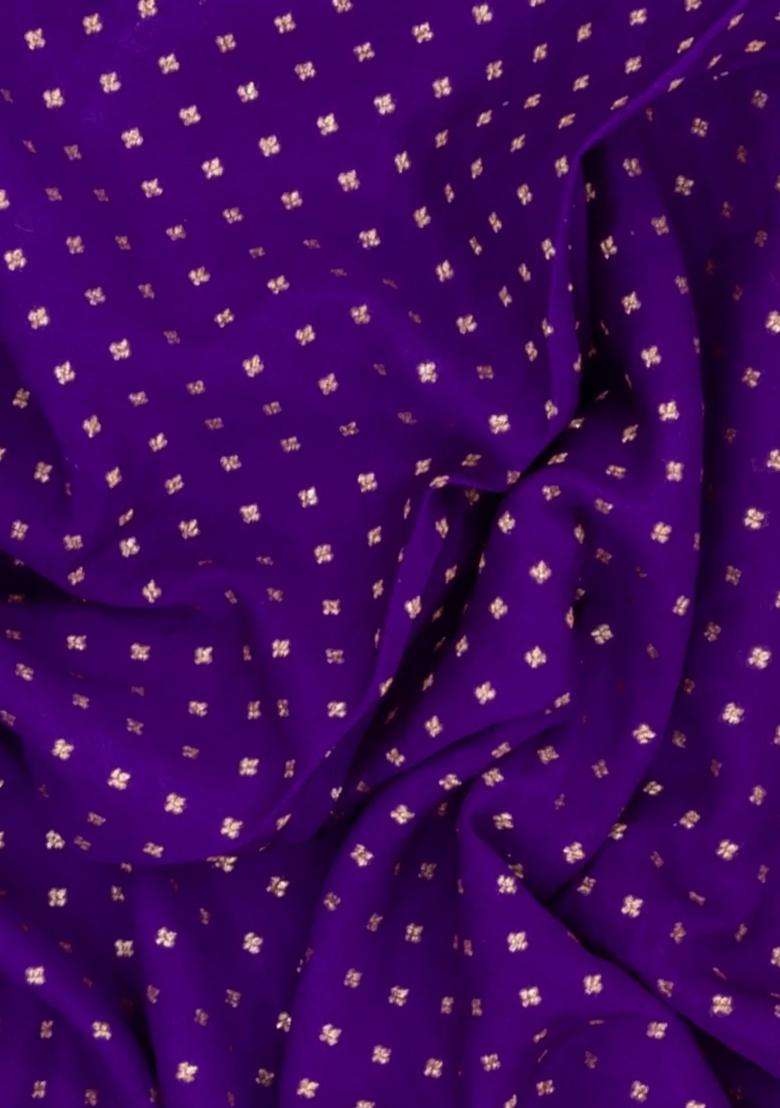 Purple Handloom Banarasi Khaddi Georgette Silk Saree With Contrast Border With Buttas And Brocade Design For Women - Indya