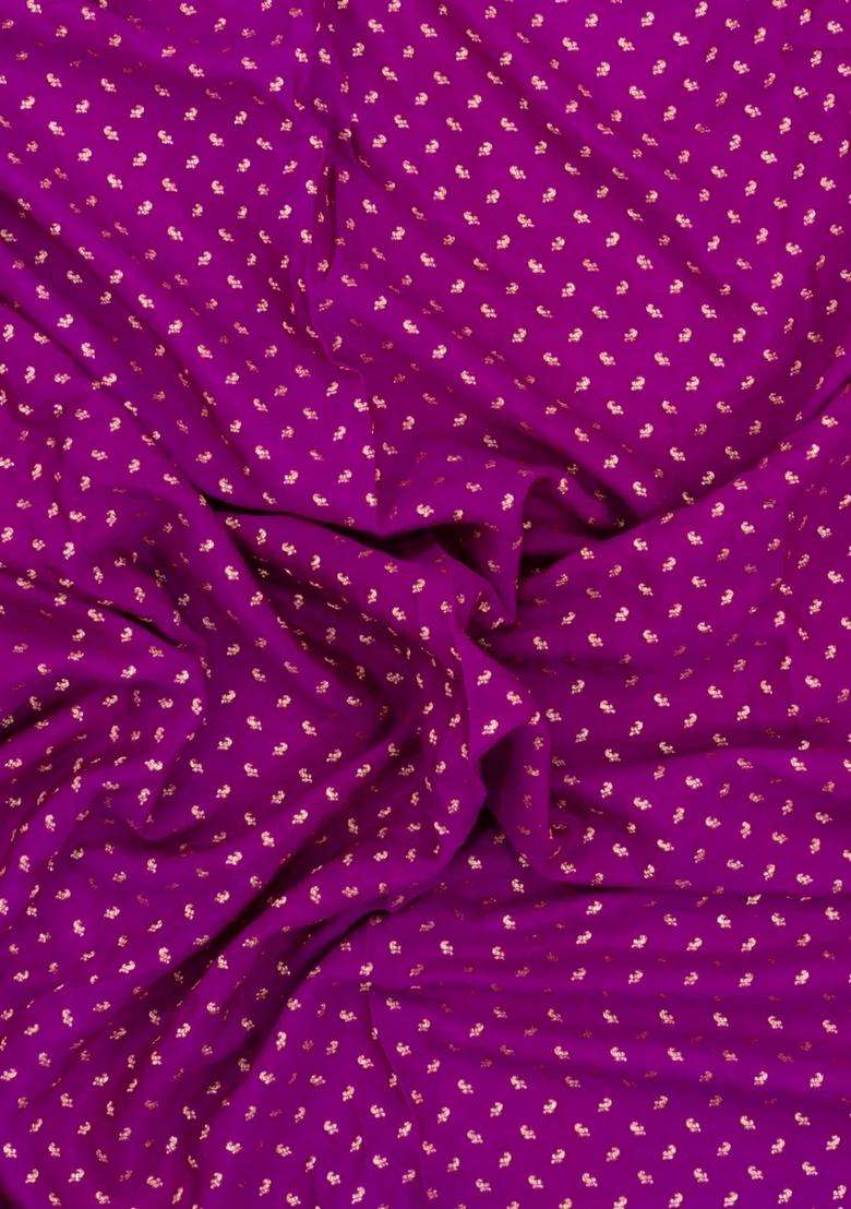Magenta Handloom Banarasi Khaddi Georgette Silk Saree With Contrast Border With Buttas And Brocade Design For Women - Indya