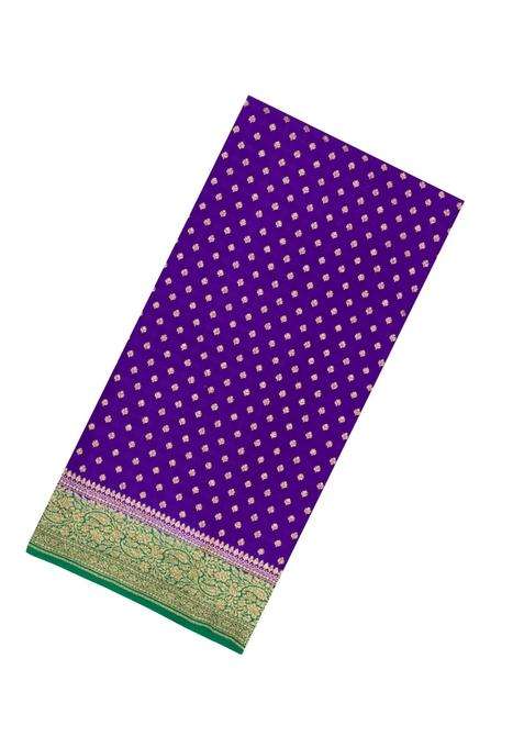 Purple Handloom Banarasi Khaddi Georgette Silk Saree With Contrast Border With Buttas And Brocade Design For Women