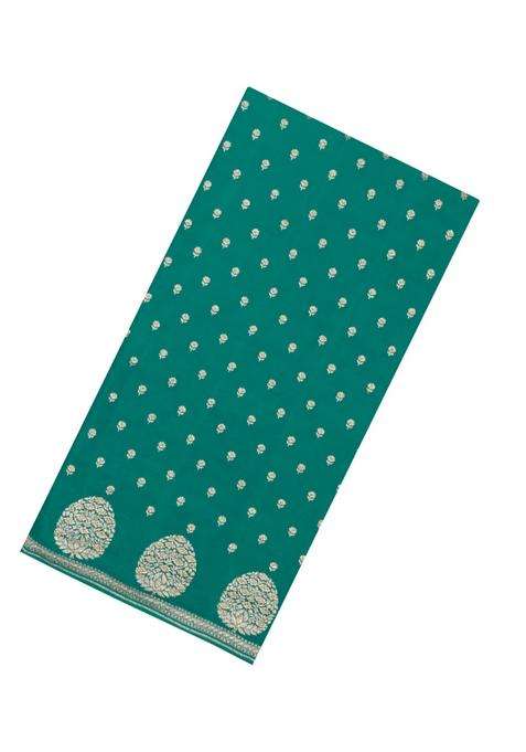 Aquamarine Handloom Banarasi Khaddi Georgette Silk Saree With Floral Motifs With Buttas And Brocade Design For Women