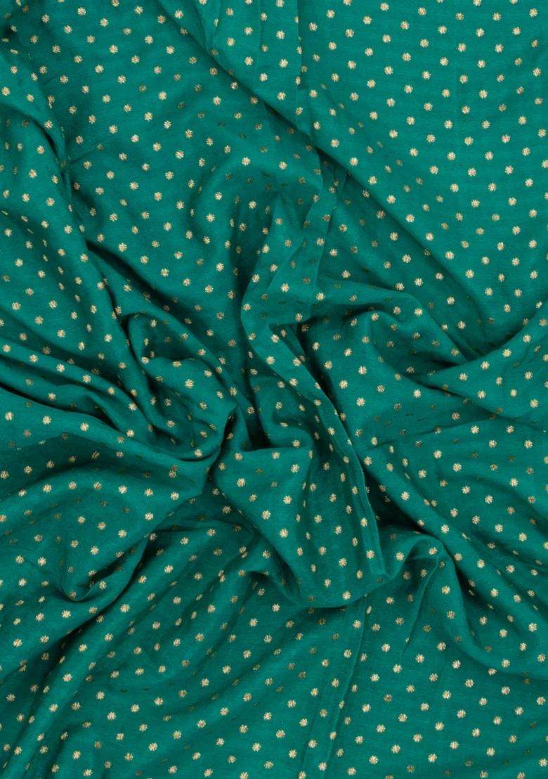 Aquamarine Handloom Banarasi Khaddi Georgette Silk Saree With Contrast Border With Buttas And Brocade Design For Women - Indya