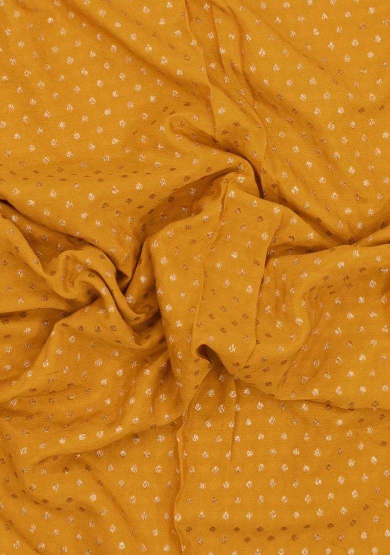 Mustard Handloom Banarasi Khaddi Georgette Silk Saree With Contrast Border With Buttas And Brocade Design For Women - Indya