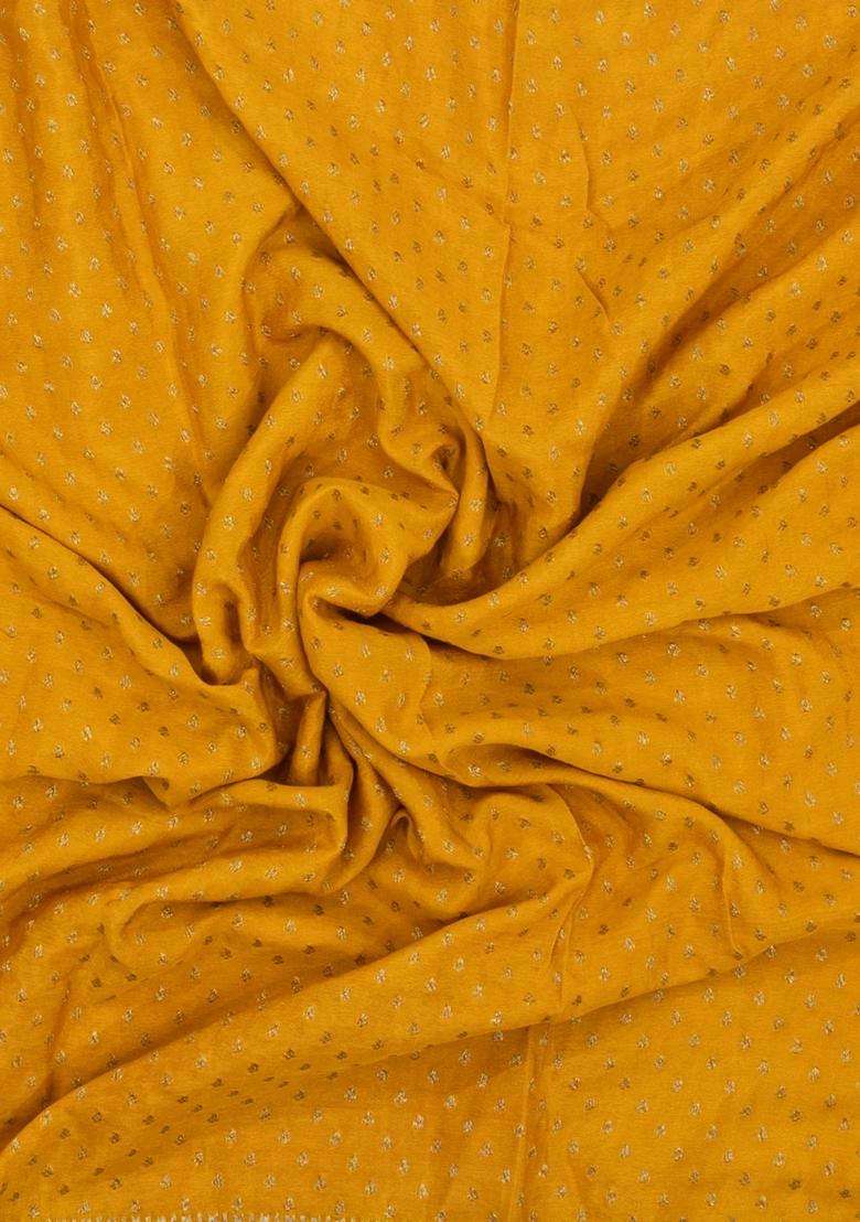 Mustard Handloom Banarasi Khaddi Georgette Silk Saree With Contrast Border With Buttas And Brocade Design For Women - Indya
