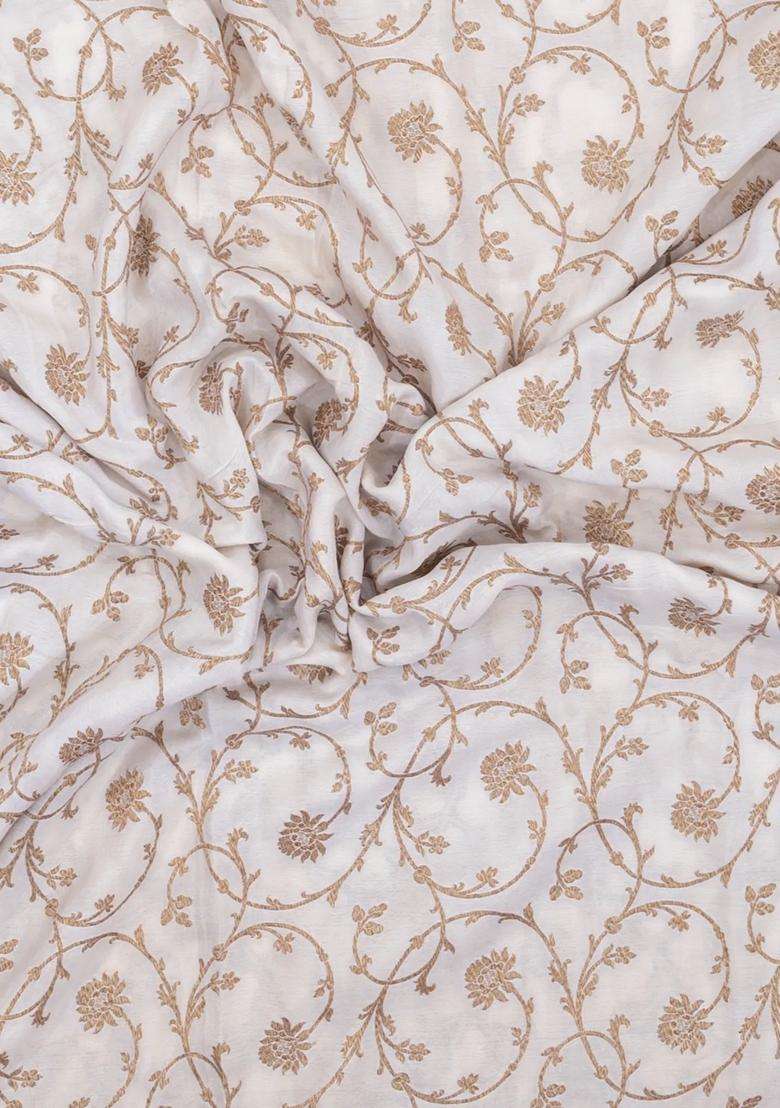 White Handloom Banarasi Khaddi Georgette Silk Saree With Contrast Border With Buttas And Brocade Design For Women - Indya