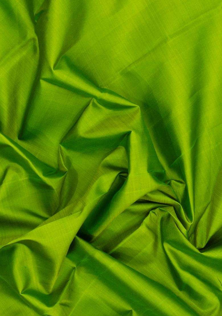 Light Green Handloom Korvai Kanchipuram Silk Saree With Contrast Border With Korvai And Temple Border Design For Women - Indya