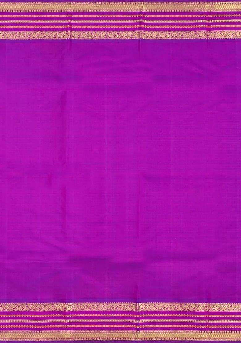 Turquoise Handloom Korvai Kanchipuram Silk Saree With Contrast Border With Korvai And Temple Border Design For Women - Indya