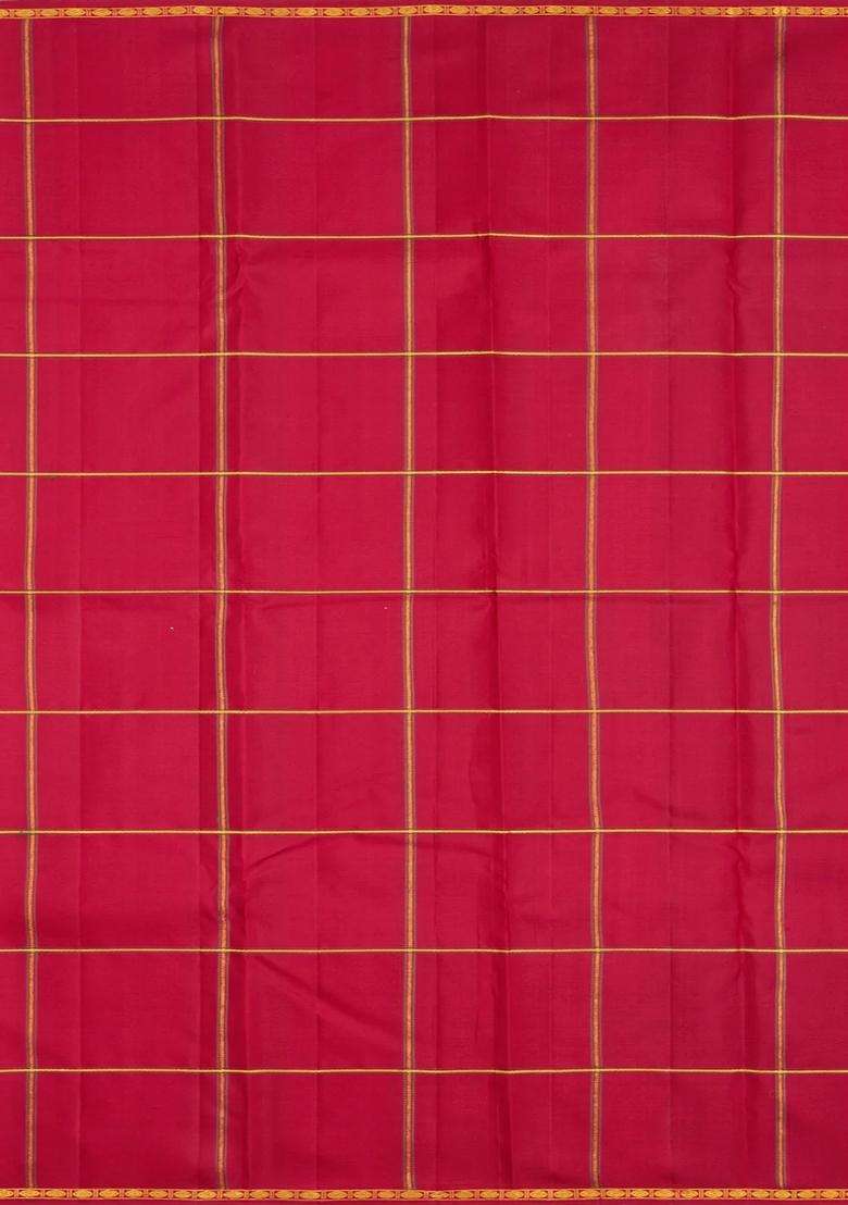 Multi Colour Handloom Kanchipuram Silk Saree With Checks Buttas With Buttas And Brocade Design For Women - Indya