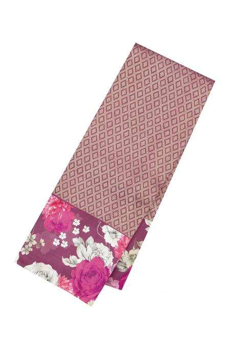 Burgundy Burugndy Handloom Silk Saree With Printed Floral Border For Women