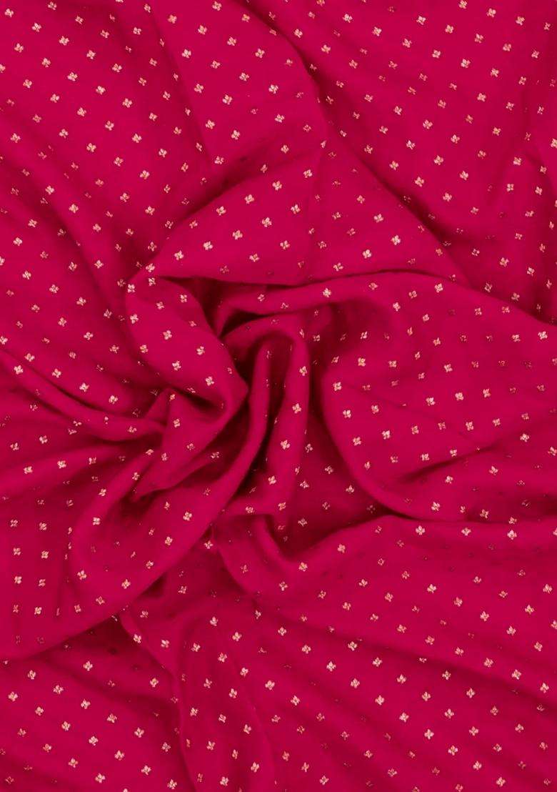 Pink Handloom Banarasi Khaddi Georgette Silk Saree With Zari Border With Buttas And Brocade Design For Women - Indya