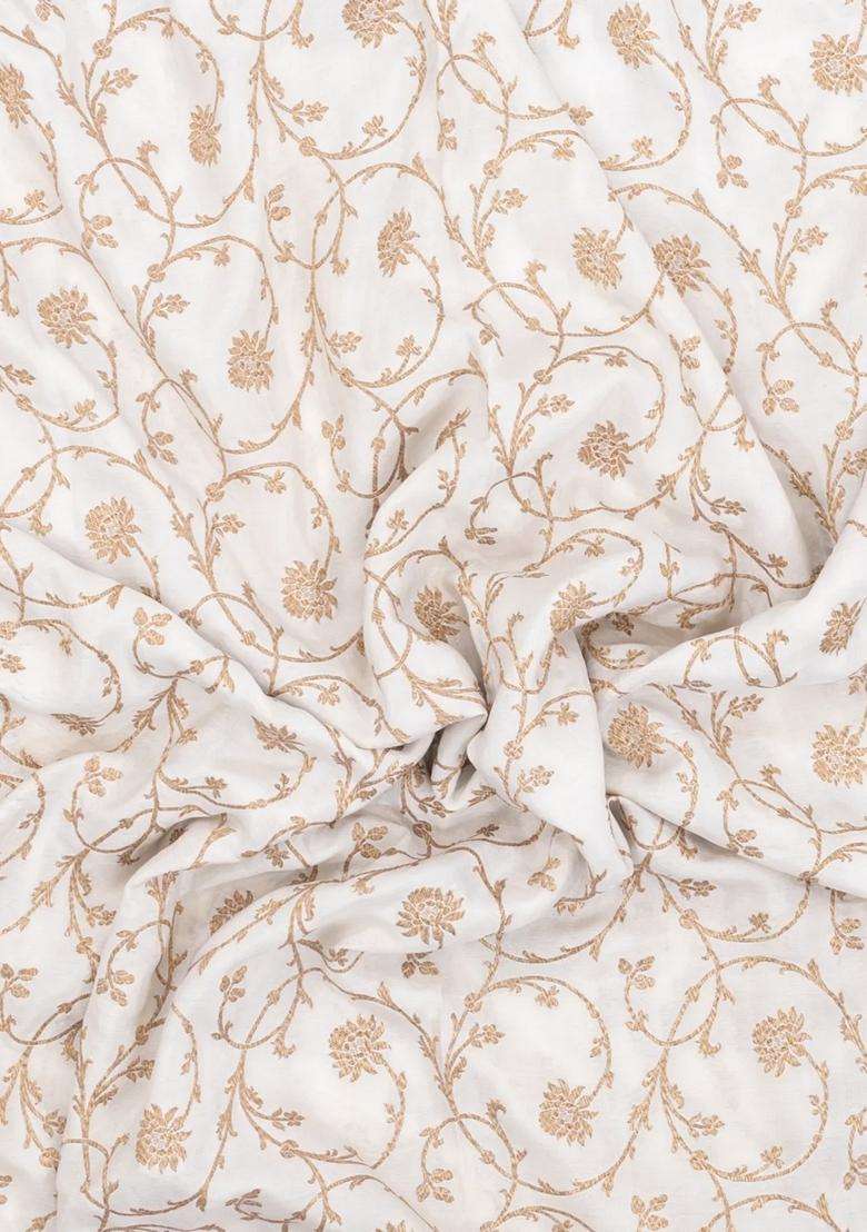 White Handloom Banarasi Khaddi Georgette Silk Saree With Contrast Border With Buttas And Brocade Design For Women - Indya