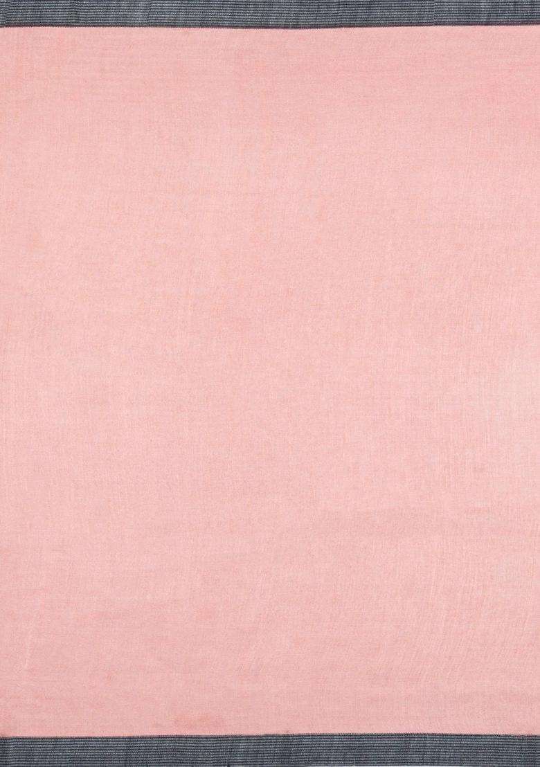 Baby Pink Printed Pure Silk Saree With Floral Motifs For Women - Indya
