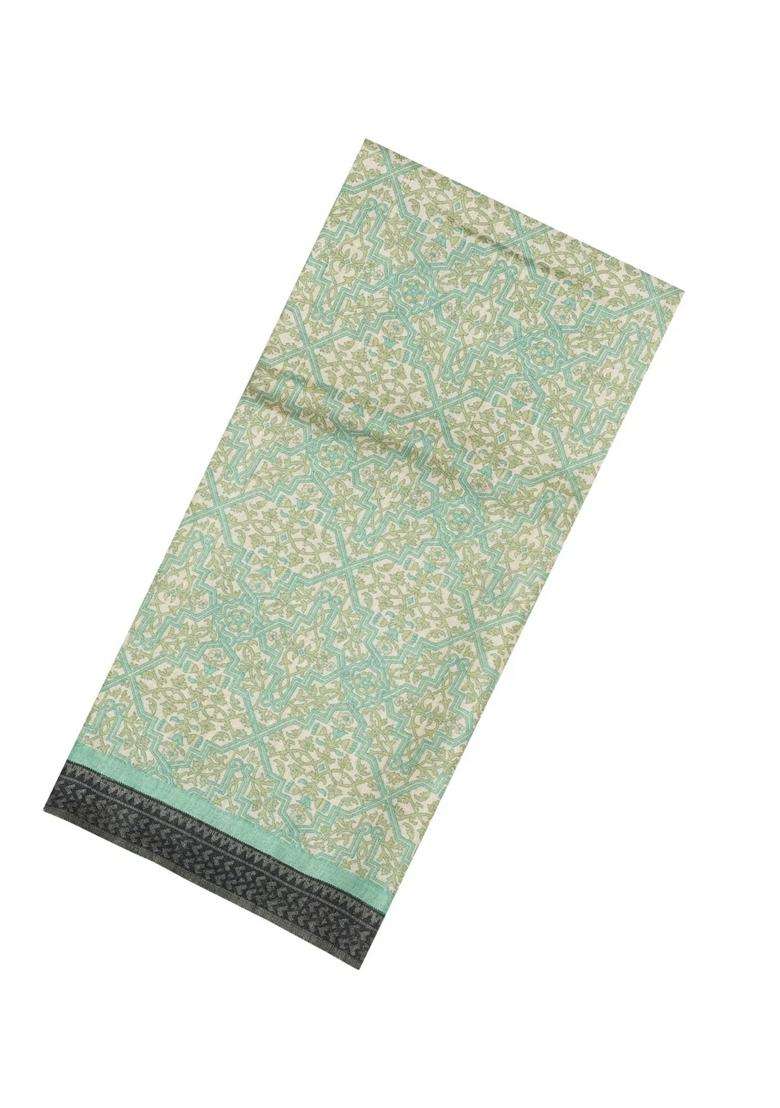Cardamom Green Printed Pure Silk Saree With Floral Motifs For Women - Indya