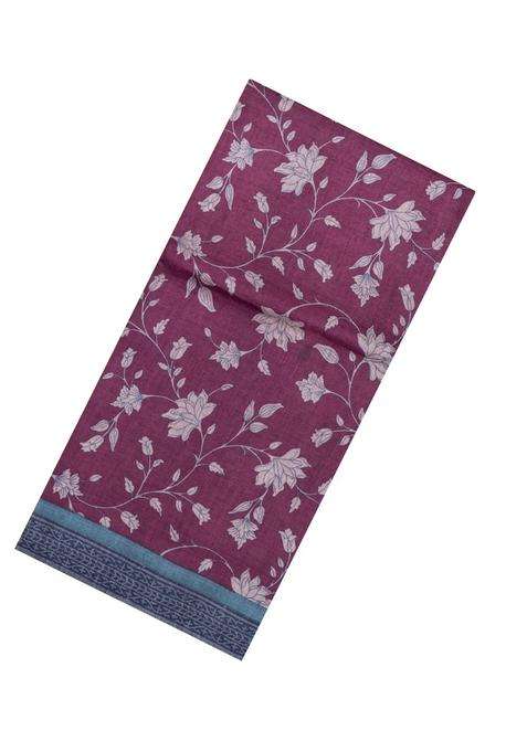 Maroon Printed Pure Silk Saree With Floral Motifs For Women