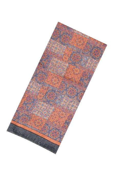 Rust Printed Pure Silk Saree With Floral Motifs For Women