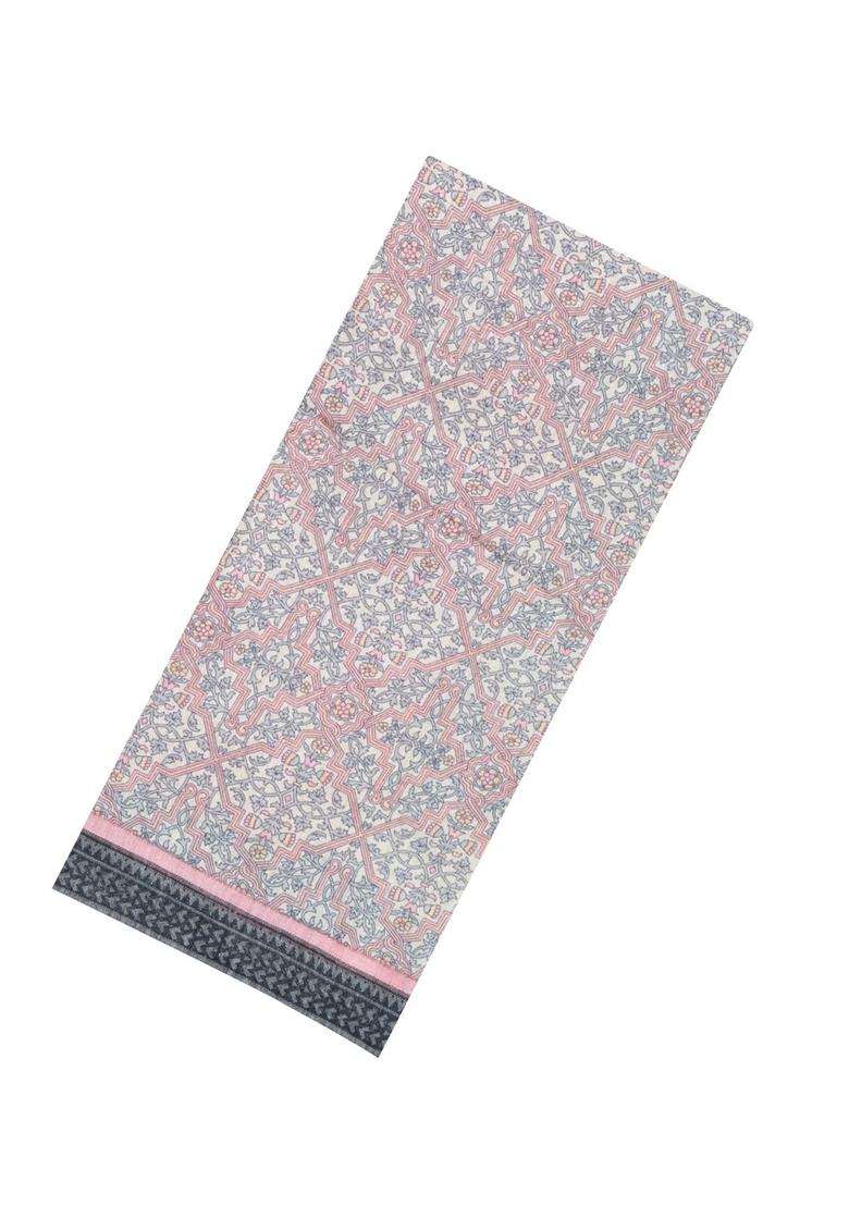 Baby Pink Printed Pure Silk Saree With Floral Motifs For Women - Indya