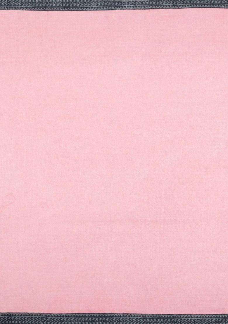 Baby Pink Printed Pure Silk Saree With Floral Motifs For Women - Indya