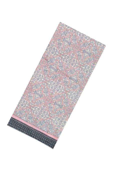 Baby Pink Printed Pure Silk Saree With Floral Motifs For Women