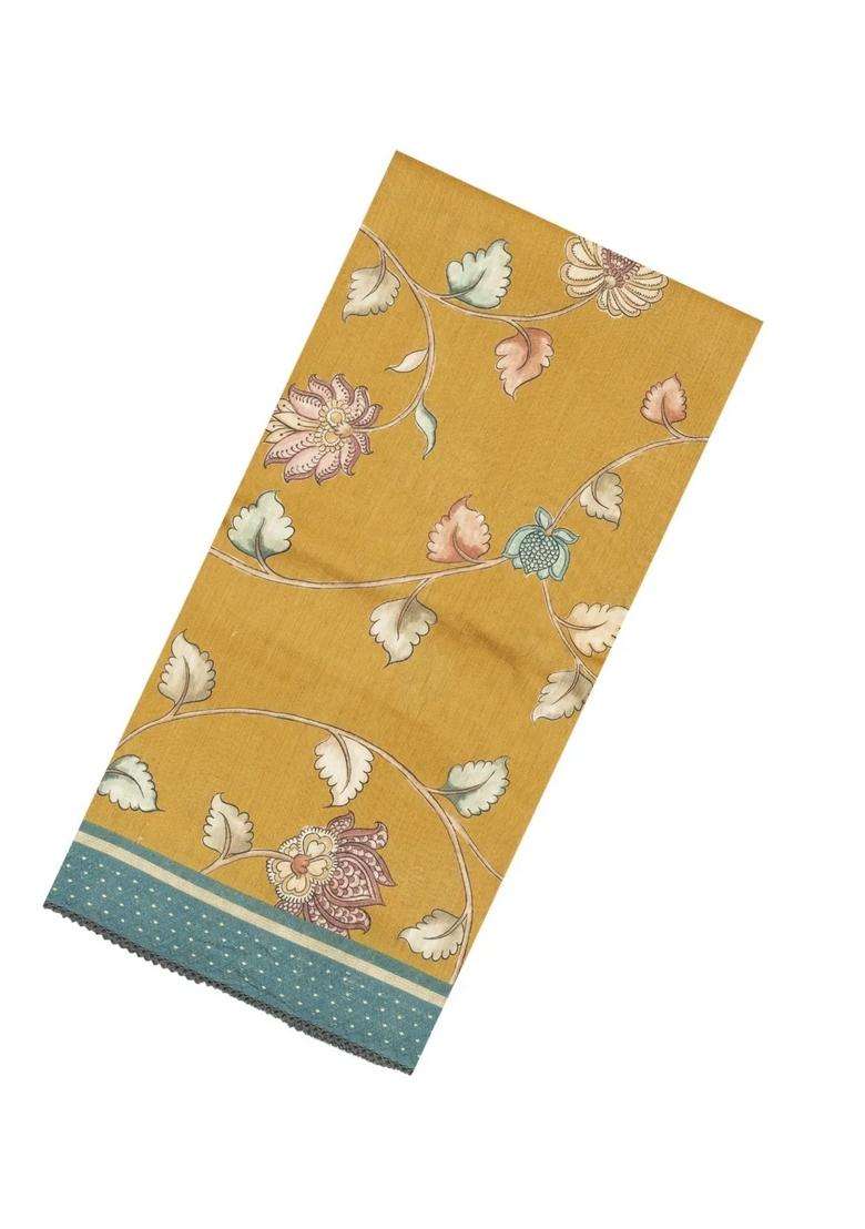 Sandal Printed Tussar Silk Saree With Floral Motifs For Women - Indya