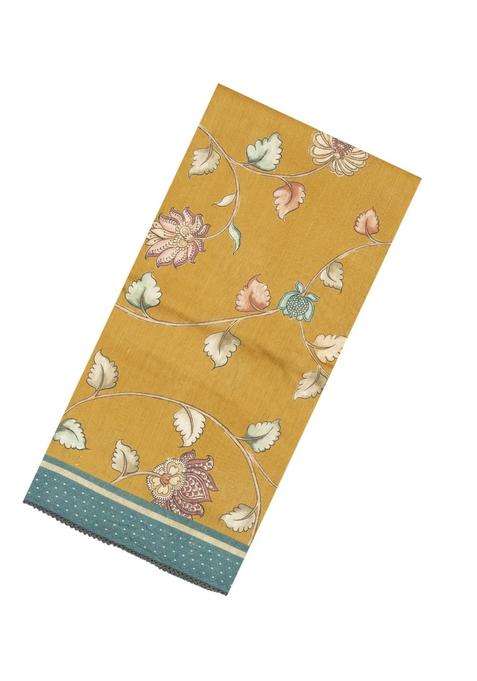 Sandal Printed Tussar Silk Saree With Floral Motifs For Women